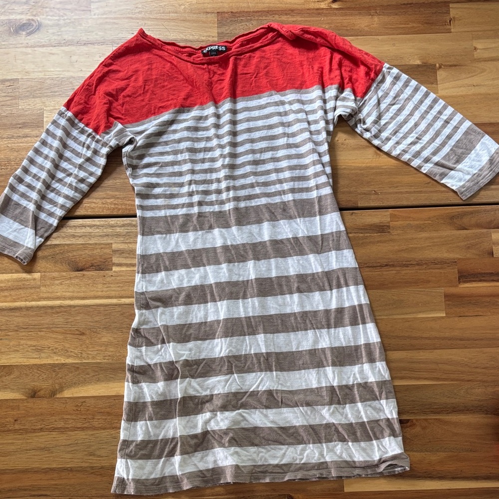 Express Orange, Beige and White striped dress size Medium